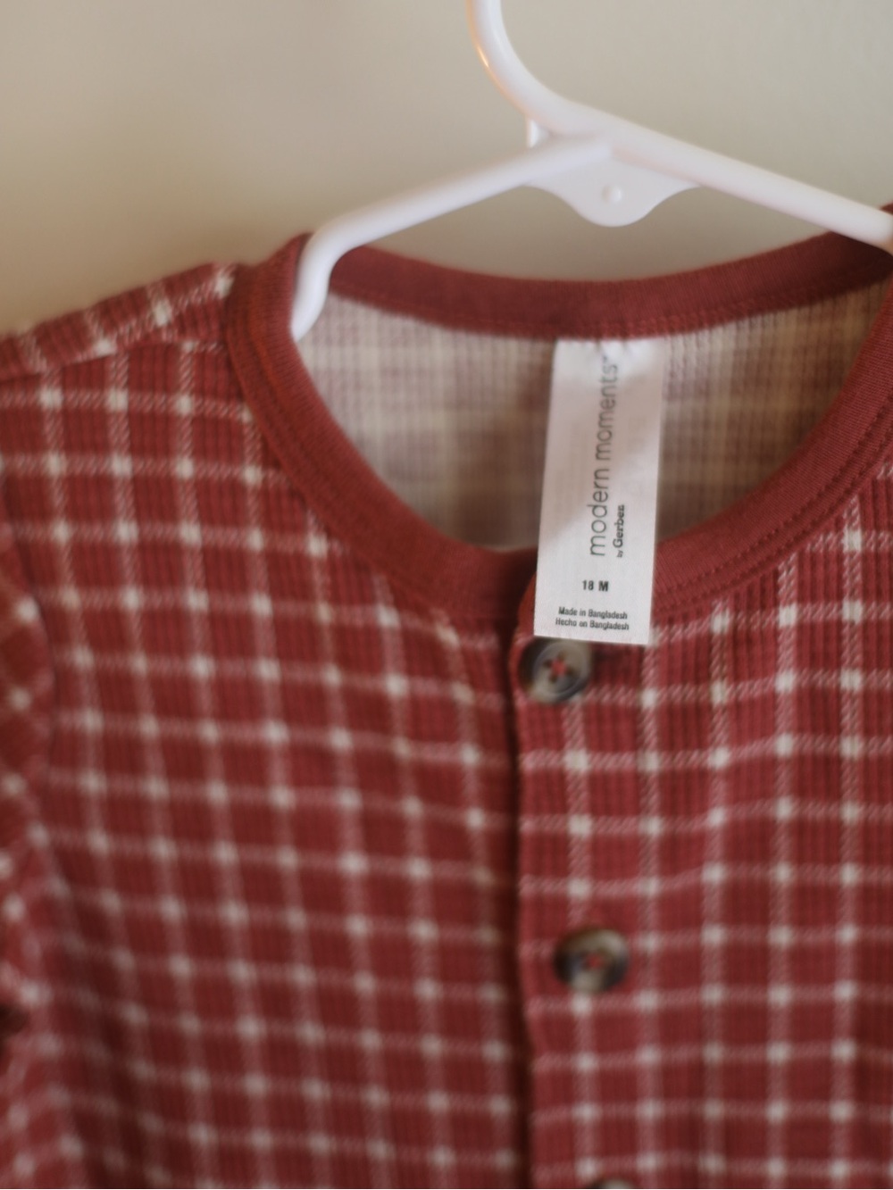 Modern Moments by Gerber 18M Rust Plaid Thermal Romper - Picture 4 of 6